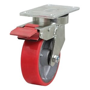 150mm poly single wheel heavy-duty caster with locking system for waste bins
