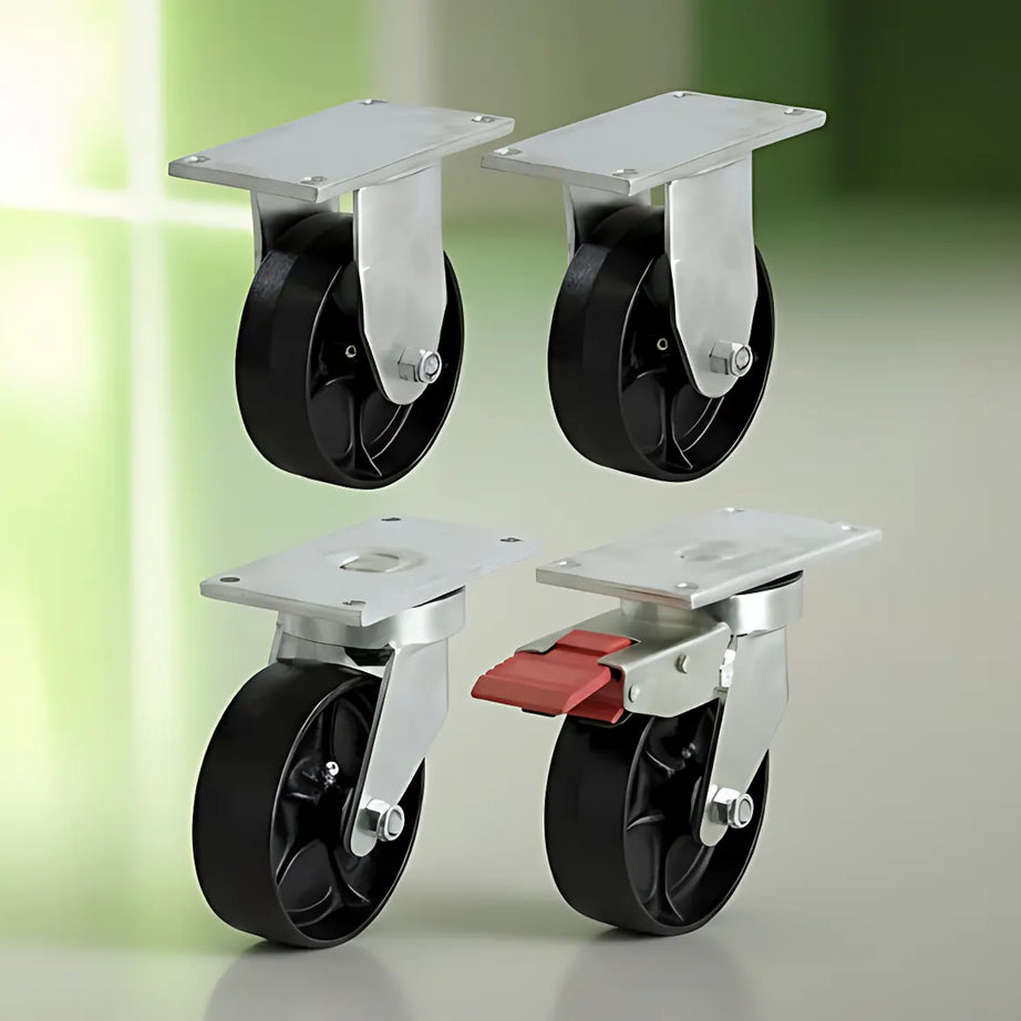 Waste Bin Castor Set with SG Iron Wheels (1 Locking)